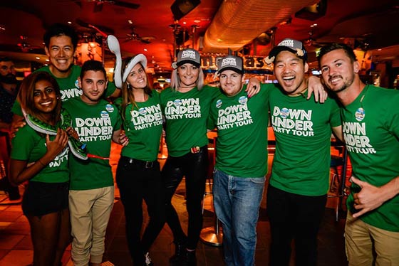 Down Under Party tour team at melbas on the park in Surfers Paradise